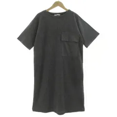 ザラ ベーシック ZARA BASIC ワンピース 半袖 ミディ丈 胸ポケ 総柄 グレー ブラック 黒 M