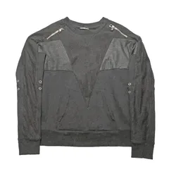 BALMAIN バルマン 17SS メッシュ 切り替え バイカー スウェットトレーナー RH13205J049 size=L ファスナー ジッパー クルーネック ブラック コットン メンズのサムネイル
