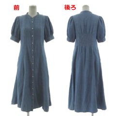 美品 坂東京子 藍染め ロングワンピース - メルカリ