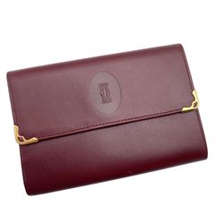 Cartier マストライン がま口 レザー三つ折り長財布 パスポート入れ 