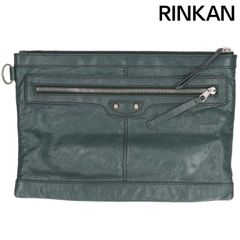 美品✨ バレンシアガ 373834 ネイビークリップ M クラッチバッグ