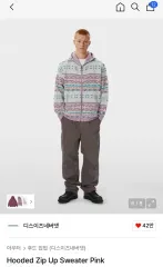 ディスイズネバーザット フーディー ジップアップ セーター ピンク hooded zip up sweaterのサムネイル