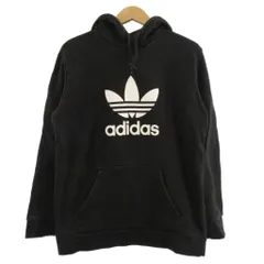 アディダスオリジナルス adidas originals パーカー 長袖 プルオーバー フード ロゴプリント 裏毛 コットン 黒 ブラック L