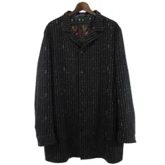 エトロ ETRO チェスターコート ジャガード 裏地総柄 ストライプ カシミヤ混 ネイビーのサムネイル
