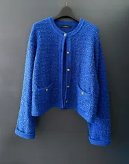 JOURNAL STANDARD relume ブルー ツイード ジャケット カーディガン