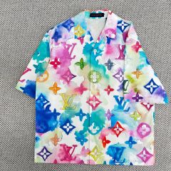 ルイ·ヴィトン ウォーターカラー モノグラム ハーフスリーブ シャツ L LOUIS VUITTON ルイ・ヴィトン ウォーターモノグラム ジャケット