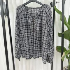Blanc basque ブランバスク ペイズリー柄 スタンドフリル シャツ 