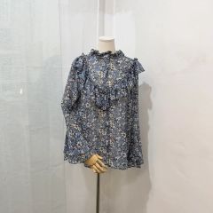 サービス品 C306着物リメイク 辻が花柄2way袖チュニックブラウス 