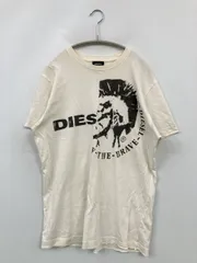 DIESEL ディーゼル Tシャツ/カットソー M ホワイト 前面プリント ブランドロゴ ミドル丈 半袖 クルーネック(丸首)