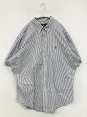 Ralph Lauren ラルフローレン シャツ/ブラウス XL ブルー コットン ストライプ柄 ワンポイント ブランドロゴ ロング丈 半袖 ボタンダウン