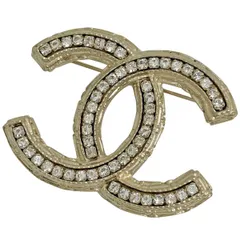 シャネル CHANEL ココマーク ラインストーン ブローチ GP ゴールド レディース 【中古】