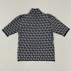 FENDI ズッカ柄　フェンディ　ポロシャツ　イタリア製　タイト　y2k FENDI フェンディ ズッカ柄 チェック ポロシャツ 90s y2k 短丈 - メルカリ