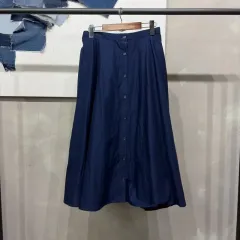 (25 26インチ) UNIQLO ユニクロ レディース カジュアル ウエスト後ろゴム ボタン ロング丈スカート