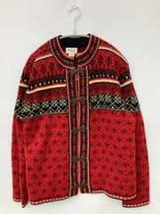 Cambridge Dry Goods カーディガン/ボレロ S レッド ウール・ニット その他総柄 ミドル丈 長袖