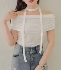 チコ 白 オフショルダー チョーカー ブラウス Tシャツ