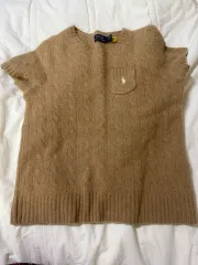 ポロ ラルフローレン キャメル ウールカシミア ポケット 半袖 ニット
