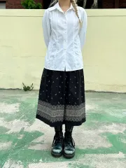 ベイズリー ピンタック スカート