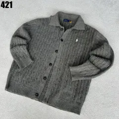 POLO RALPH LAUREN ケーブルニット カーディガン グレー L