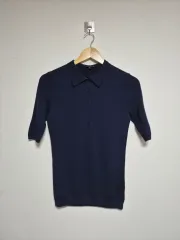 セオリーTheory ネイビー ニット カラーTシャツ S - T149