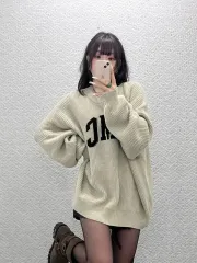 LMC カジュアル ストリート パンク ルーズフィット ビックロゴ 編み ニット 2 C10941