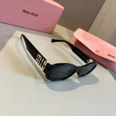 MIUMIU サングラス オーバル グリンプス ブラック ロゴ - メルカリ