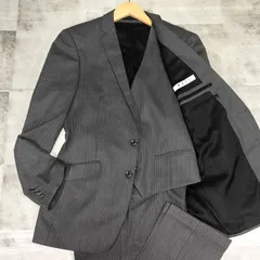 シルク混【美品】MAJI スーツ 3ピース スーツ セットアップ Y6 М〜L相当 グレー 灰色 MA-JI MASATOMO ストライプ マージ マサトモ  ベスト ジレ 背抜き