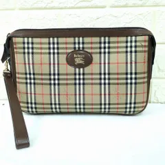 【レア】BURBERRY　バーバリー　セカンドバッグ ノバチェック　ポケット　茶 良品◇バーバリー レザー使い セカンドバッグ ノバチェック 茶 2026年
