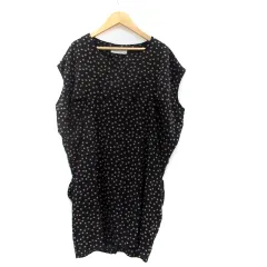 アーバンリサーチ URBAN RESEARCH ワンピース Vネック 半袖 ミニ丈 ドット柄 F 紺 ネイビー 茶色 ブラウン /HO6のサムネイル