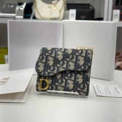 極美品✨Dior オブリーク ロータス サドル ウォレット 三つ折り財布