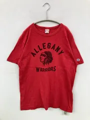 Champion チャンピオン Tシャツ/カットソー Medium(38-40) レッド 前面プリント ワンポイント ブランドロゴ ミドル丈 半袖 クルーネック(丸首)