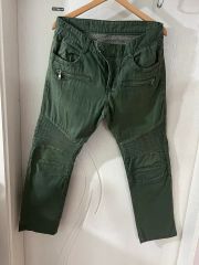 古着 90s〜 極太 リネン パンツ スラックス ワイド カーキ ベイカー 軍 極太 90s リネン混 ワイドパンツ スラックス イージーパンツ ベイカー