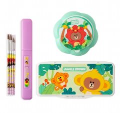 Kids' Art Supplies Watercolor Set: LYNN Face the Sun CARAT Disc, Brushes (Round), Palette