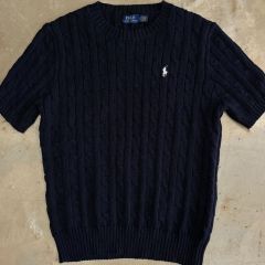 Polo Ralph Lauren ケーブルニット 半袖 LG 黒 現行QRタグ - メルカリ