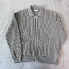 ZARA ザラ ニット ジップアップ カーディガン グレー