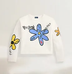ポロ フラワー プリンティング 長袖 Tシャツ