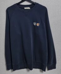 メゾンキツネ ハーフジップ スウェット トレーナー 大きめ XL ブルー系 