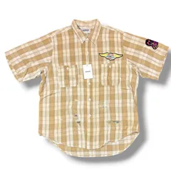 参考上代34,100円 BOWWOW 25SS ELIMINATORS S/S FLANNEL SHIRT  フランネルチェックシャツ 半袖 バウワウ BW251-ESFS ベージュ L （15055M）のサムネイル