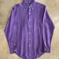 ポロラルフローレン Purple リネン シャツ M