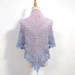 三角ショール　ショール　ストール　バレエショール　オールシーズン　コットン【ピンク＆ラベンダー】