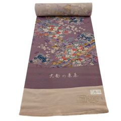 【美品】 紬 身丈161cm 裄丈63cm 正絹 名品 【中古】 紬 身丈161.5cm 裄丈63cm S 袷 鳥 雪輪 灰紫 正絹 名品｜中古・古着