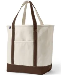 ランズエンド レディース バッグ Lands End Large 5 Pocket Open Top Canvas Tote Bag Naturalbrown root ブラウンのサムネイル
