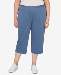 알프레드 다너 레이디스 하의 캐주얼 팬츠 플러스 사이즈 파일 캡 Alfredunner Plusize Classic Everyday French Terry Flat Front Capri Pants Denim 데님