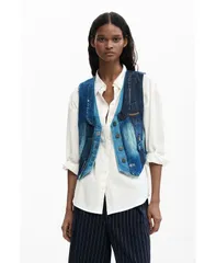 デジグアル レディース アウター ジャケット・ブルゾン パッチワーク ベスト デニム Desigual Womens Patchwork denim vest Medium blue ブルーのサムネイル