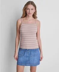ダナキャランニューヨーク レディース トップス タンクトップ DKNY Jeans Womensquare Neck RIB Tank Top Hudson Stripe Travert ストライプのサムネイル