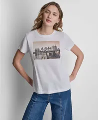 ダナキャランニューヨーク レディース トップス Tシャツ 半袖 DKNY Jeans WomenshortSleeve TShirt WhiteItalian Clay ホワイトのサムネイル