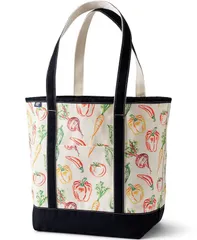 ランズエンド レディース バッグ Lands End Extra Large Solid Color 5 Pocket Open Top Long Handle Canvas Tote Bag Vegのサムネイル