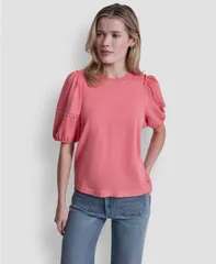 ダナキャランニューヨーク レディース トップス Tシャツ ミニ DKNY Jeans Womens Dome Studs Mini Sleeve TShirt Snkssdlight Shy Gldのサムネイル