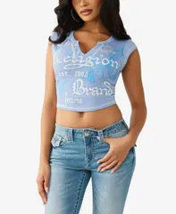 トゥルーレリジョン レディース トップス Tシャツ True Religion Womens VNotch Rib TShirt Endlesskyのサムネイル