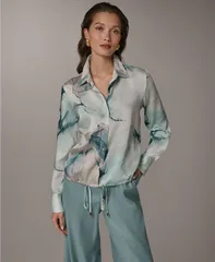 ダナ キャラン ニューヨーク レディース トップス シャツ 長袖 Donna Karanew York Womens LongSleeve Collared Neck Shirt Skylight Mのサムネイル