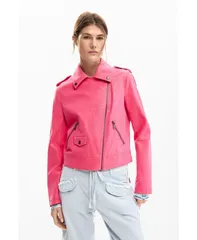 デジグアル レディース アウター ジャケット・ブルゾン レザー Desigual Womens Biker jacket leather effect Light pink ピンクのサムネイル